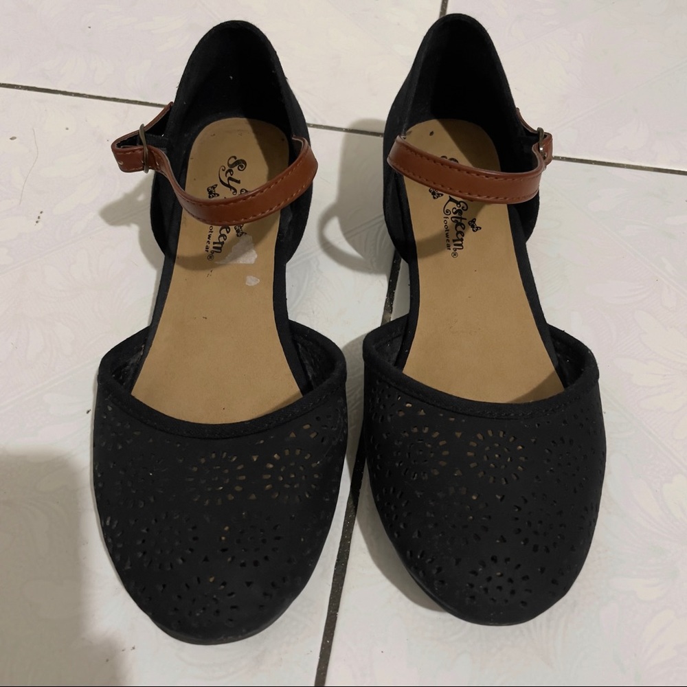 Self Esteem Footwear Lace Ankle Strap Wedges